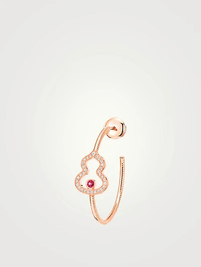 Wulu 18K Rose Gold Earring With Diamonds And Ruby