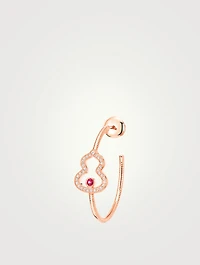 Wulu 18K Rose Gold Earring With Diamonds And Ruby