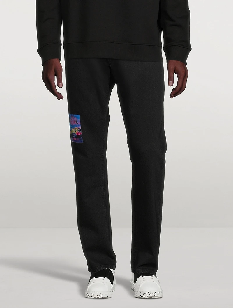 VLOGO Straight-Leg Jeans With Patches