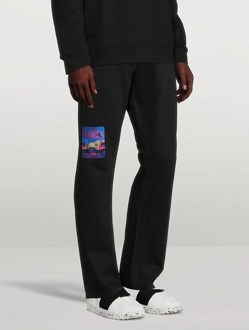 VLOGO Straight-Leg Jeans With Patches