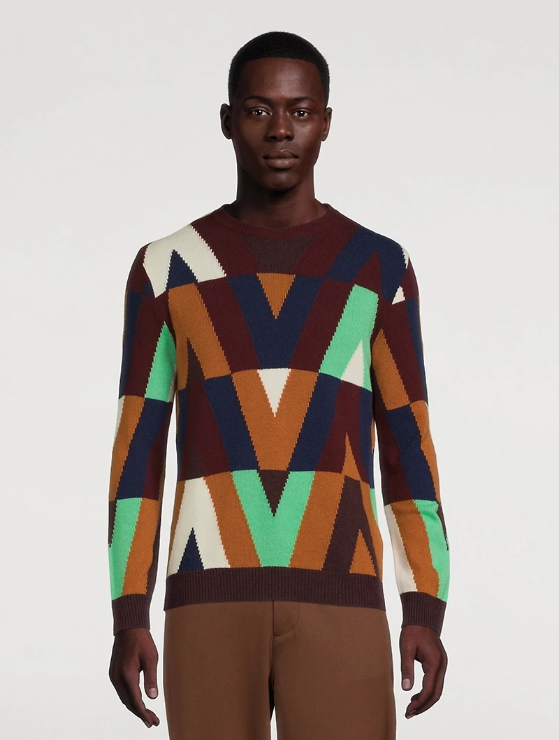 Optical Cashmere and Wool Sweater
