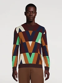 Optical Cashmere and Wool Sweater