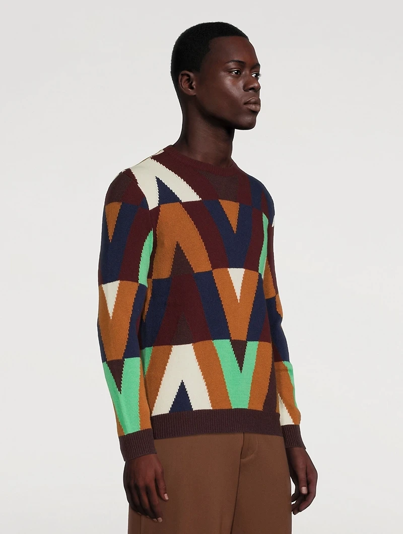 Optical Cashmere and Wool Sweater