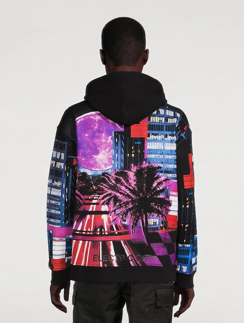 Cotton Hoodie Electric City Print