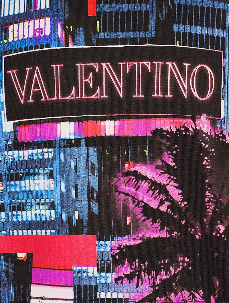 Cotton Hoodie Electric City Print