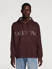 Cotton Logo Hoodie With Lace Embroidery