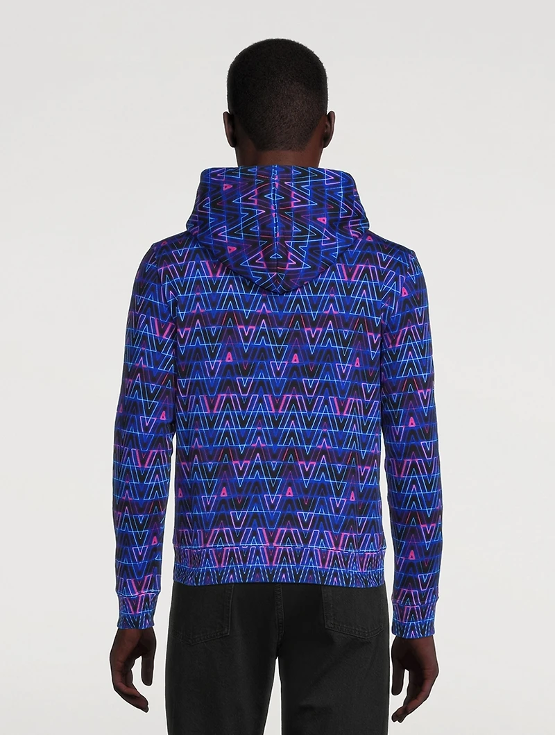 Cotton Hoodie Neon V Optical Print