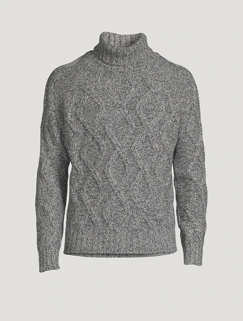 Wool Point-Stitch Turtleneck Sweater