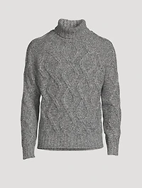 Wool Point-Stitch Turtleneck Sweater