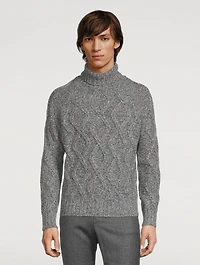 Wool Point-Stitch Turtleneck Sweater