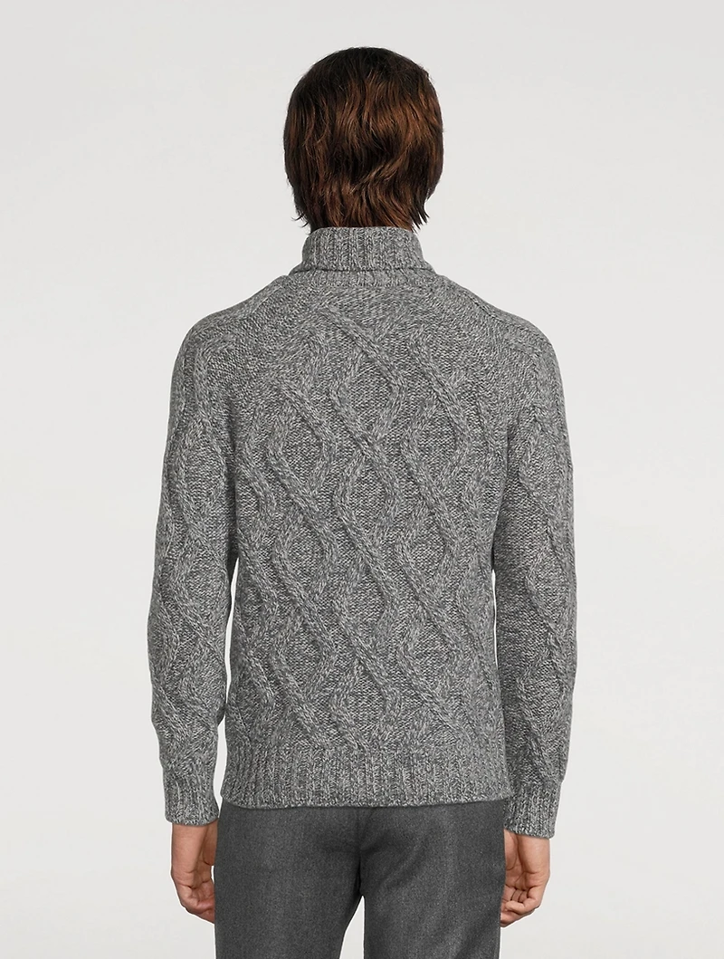 Wool Point-Stitch Turtleneck Sweater