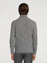 Wool Point-Stitch Turtleneck Sweater