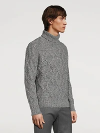 Wool Point-Stitch Turtleneck Sweater
