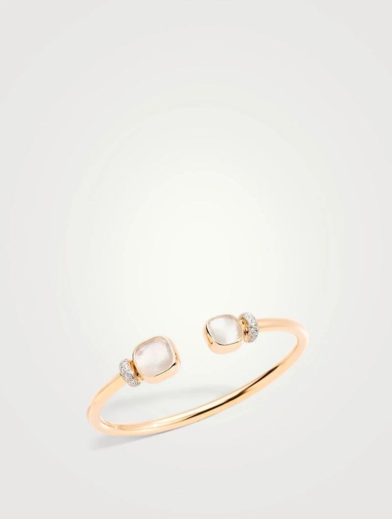 Nudo 18K Rose Gold Bangle Bracelet With Topaz And Diamonds