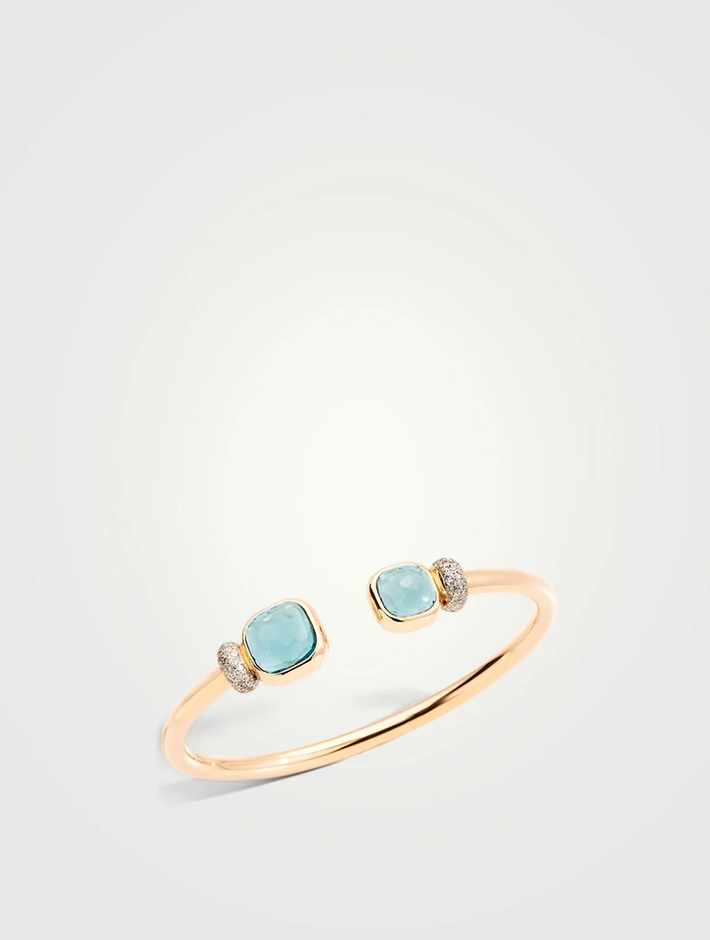 Nudo 18K Rose Gold Bangle Bracelet With Blue Topaz And Diamonds