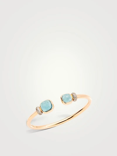 Nudo 18K Rose Gold Bangle Bracelet With Blue Topaz And Diamonds