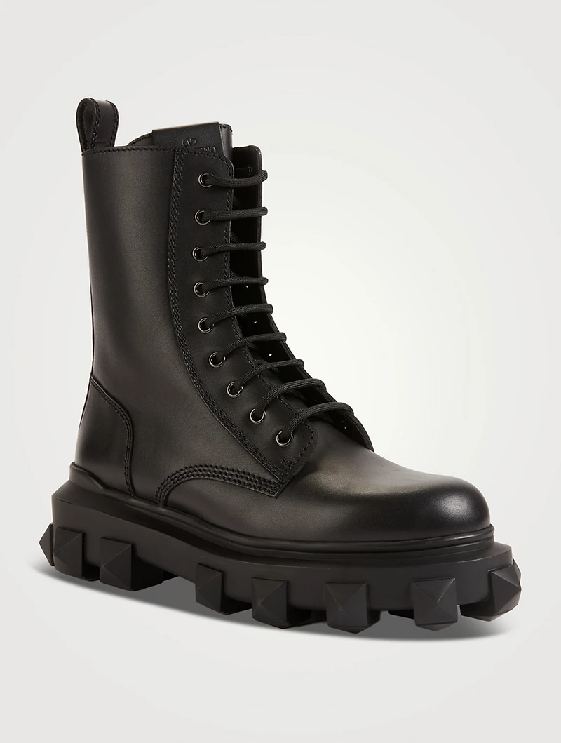 Trackstud Leather Combat Boots