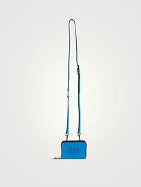 Lacquered VLOGO Signature Leather Neck Wallet