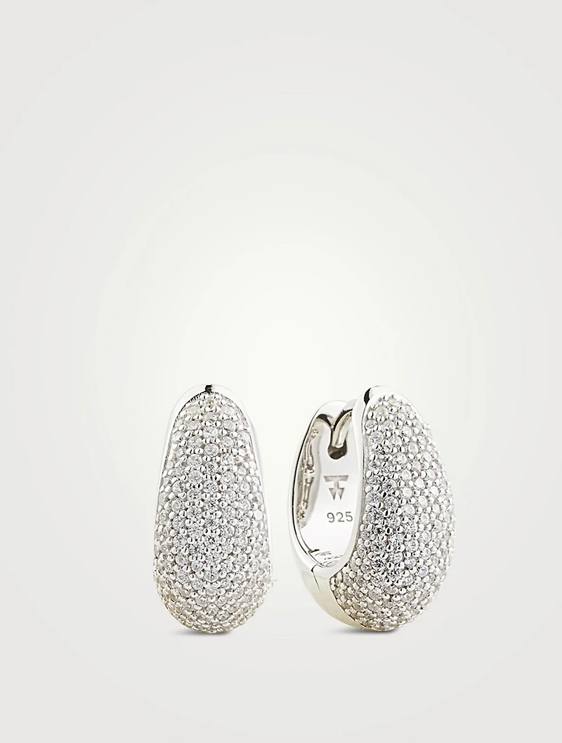 Small Pave Ice Huggie Hoop Earrings
