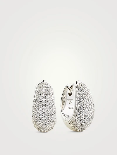 Small Pave Ice Huggie Hoop Earrings