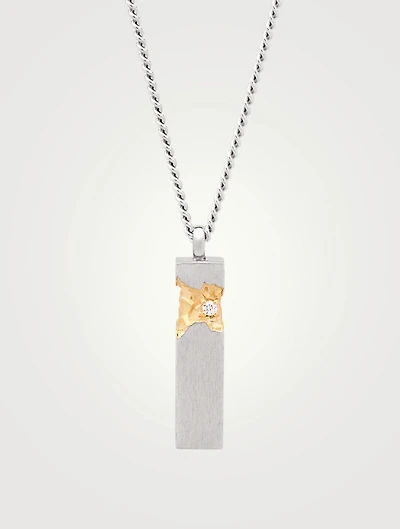 Mined Cube Pendant Necklace With Diamond