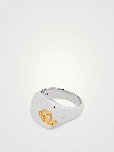 Large Mined Ring With Diamond