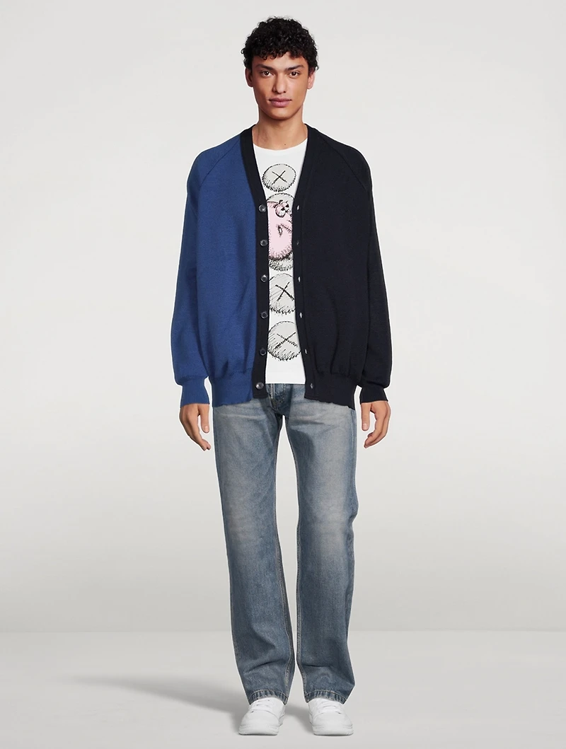 Two-Tone V-Neck Cardigan
