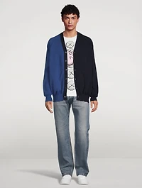 Two-Tone V-Neck Cardigan