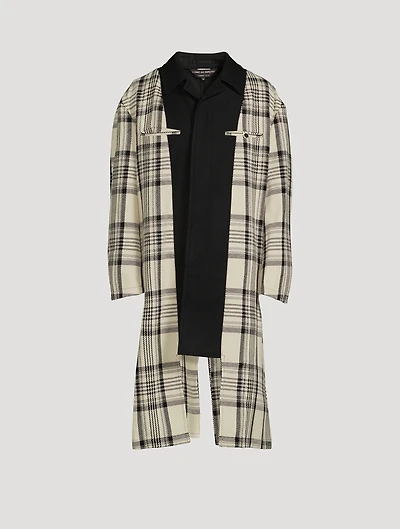 Layered Long Coat Check Print