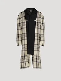 Layered Long Coat Check Print