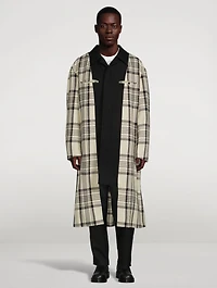 Layered Long Coat Check Print