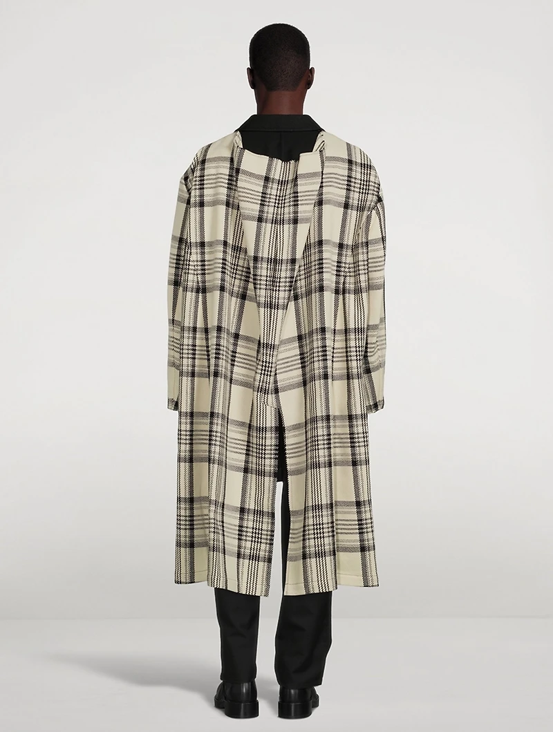 Layered Long Coat Check Print
