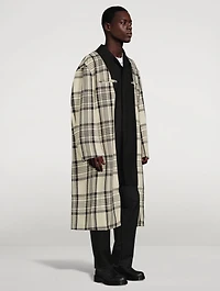 Layered Long Coat Check Print