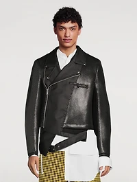Faux Leather Asymmetric Biker Jacket