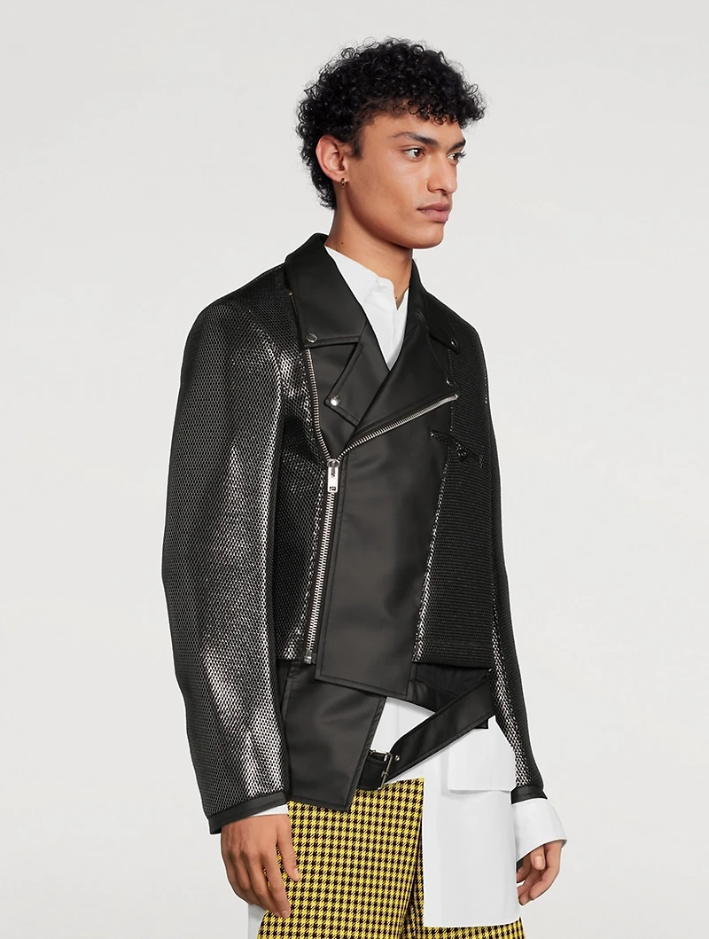 Faux Leather Asymmetric Biker Jacket