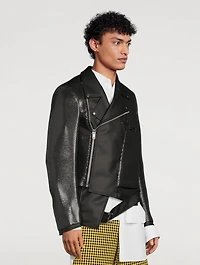 Faux Leather Asymmetric Biker Jacket