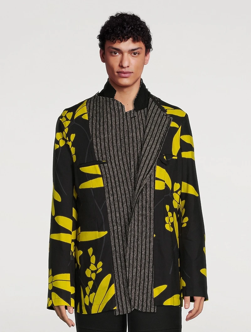 Wool-Blend Jacket Floral Print