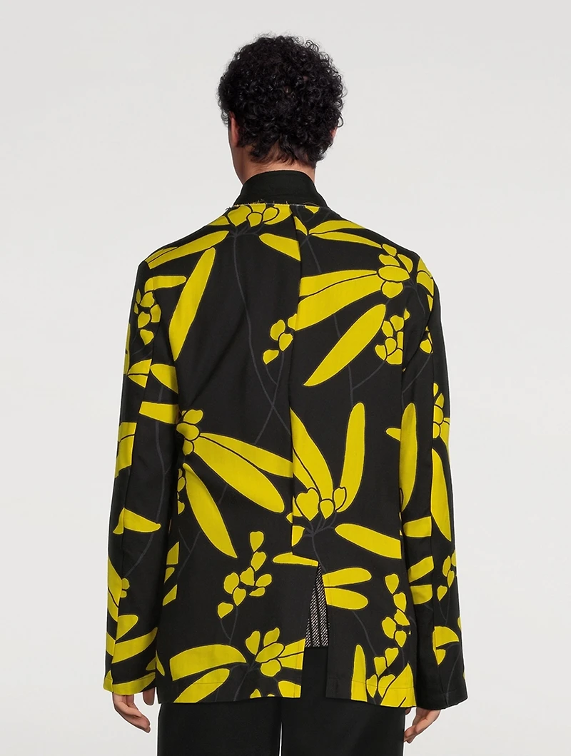 Wool-Blend Jacket Floral Print