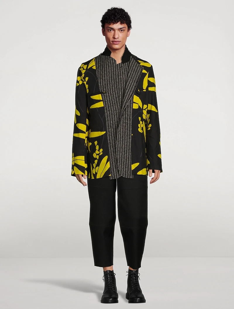 Wool-Blend Jacket Floral Print