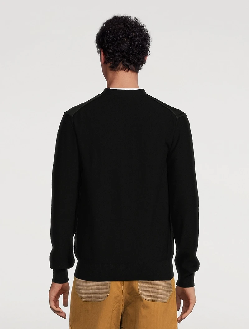 Wool And Satin V-Neck Cardigan