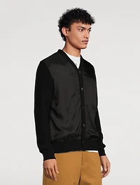 Wool And Satin V-Neck Cardigan