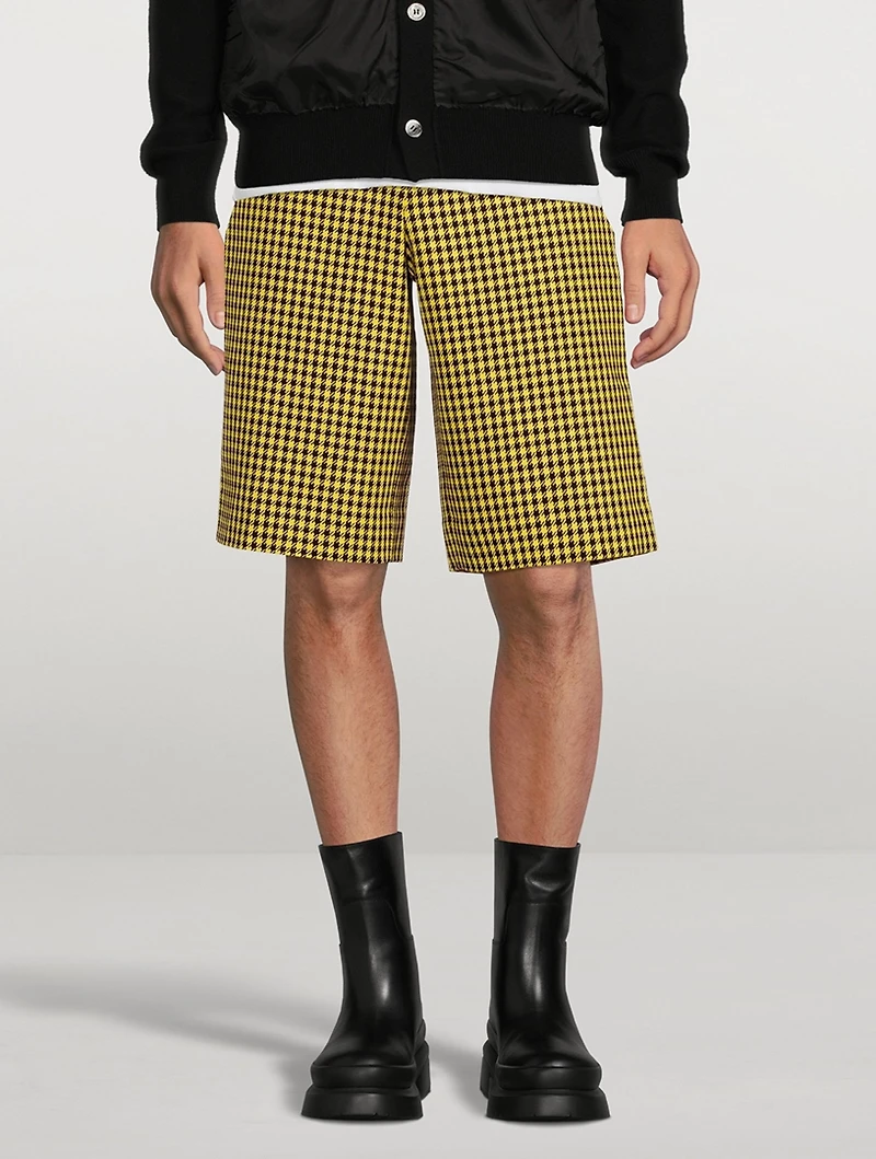 Cotton And Wool Shorts Houndstooth Print