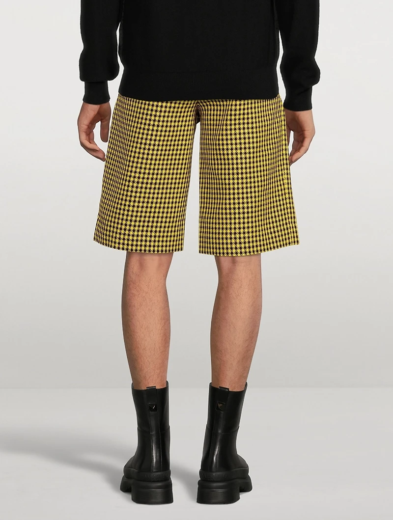 Cotton And Wool Shorts Houndstooth Print
