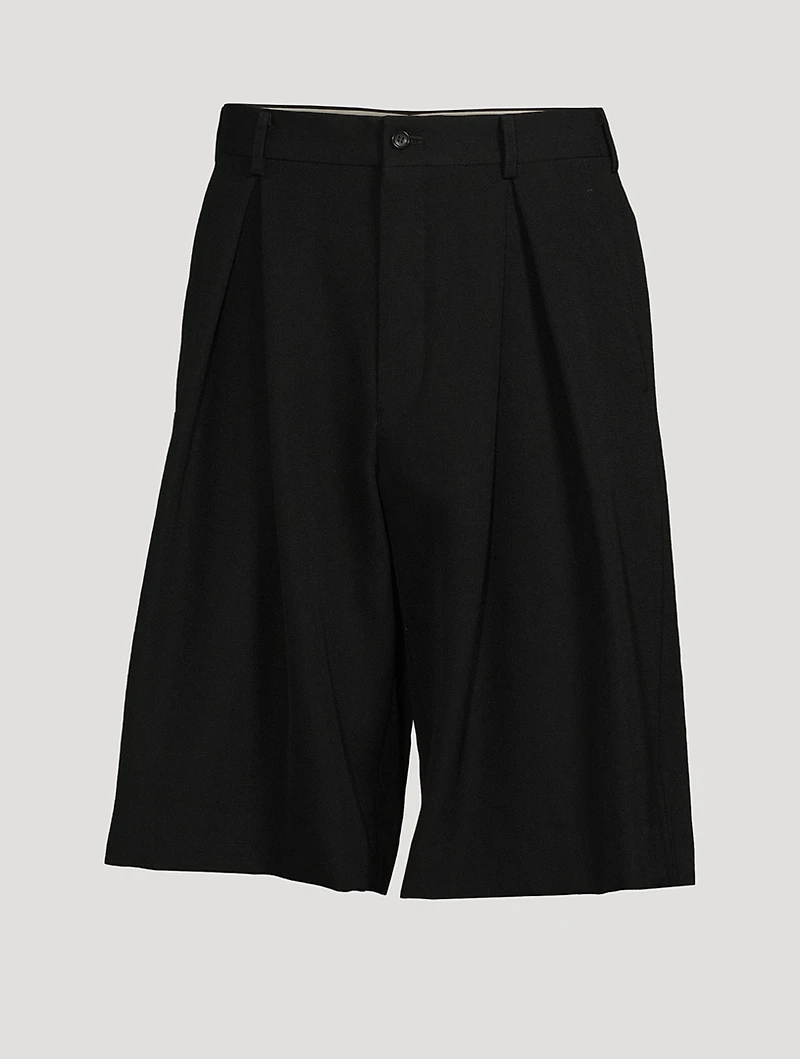 Wool Pleated Bermuda Shorts