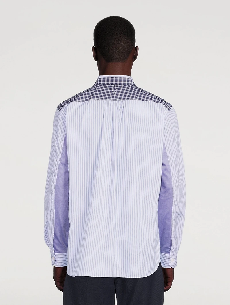 Cotton Striped Shirt With Check Collar