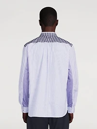 Cotton Striped Shirt With Check Collar