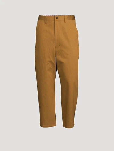 Cotton Pants With Herringbone Pockets
