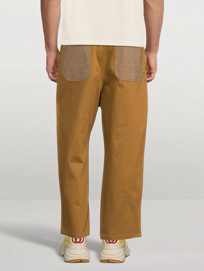 Cotton Pants With Herringbone Pockets