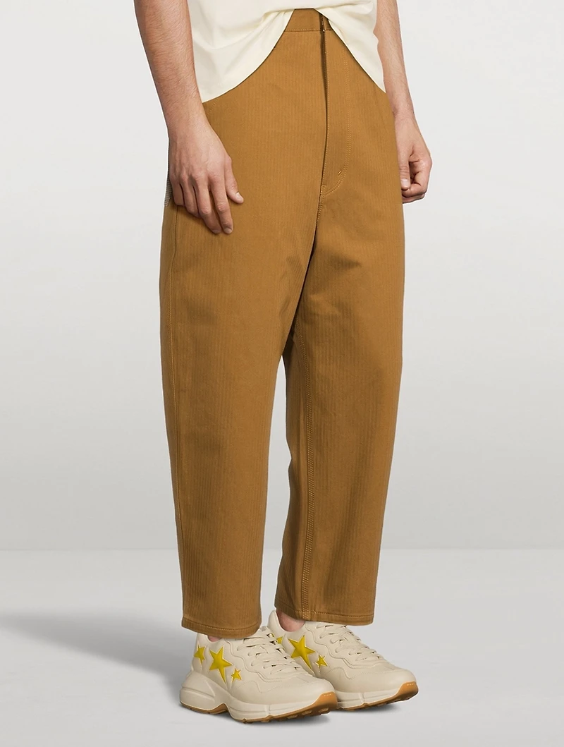 Cotton Pants With Herringbone Pockets