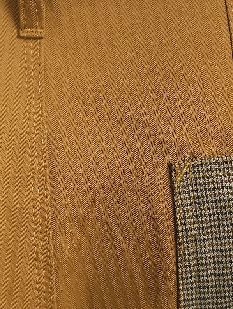 Cotton Pants With Herringbone Pockets
